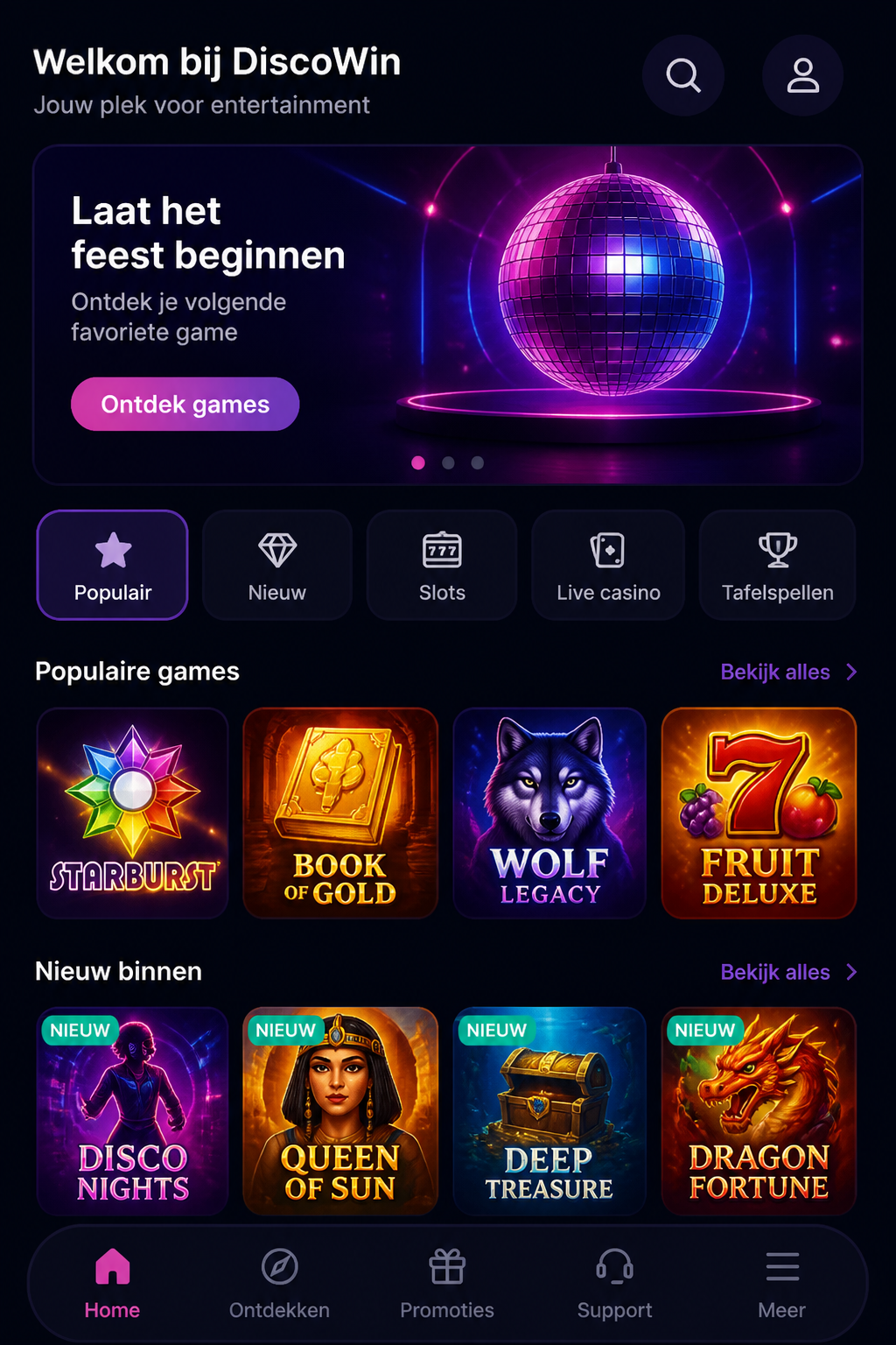 DiscoWin Casino screen 1